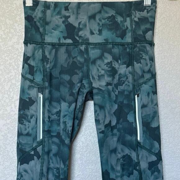 Athleta Rainier Tight Spliced Floral Minimalistic Grey Green Extra Small XS - Picture 8 of 11